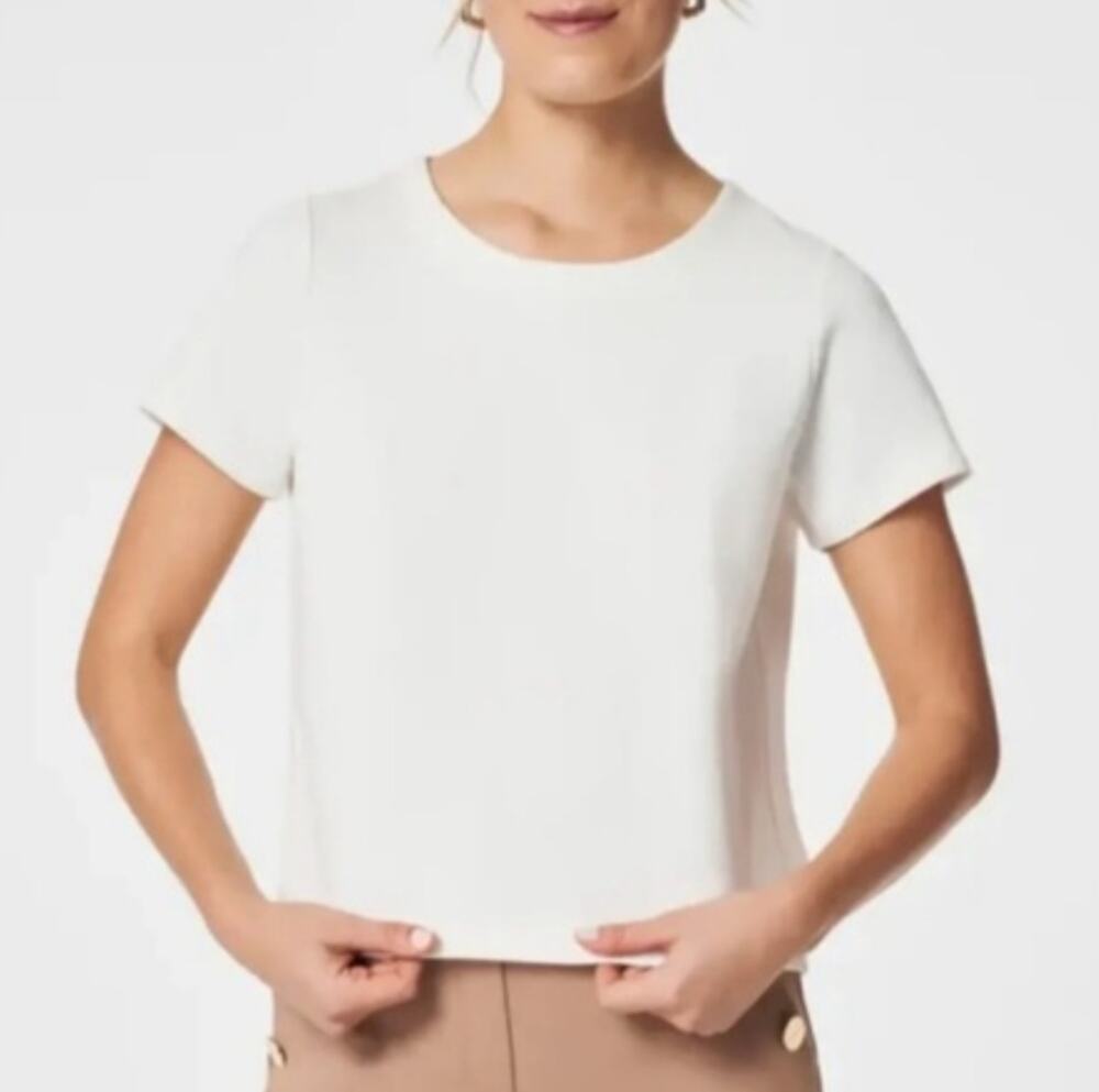 Spanx Perfect Pleated *In Dark Blue* Short Sleeve Top 3X